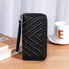 Zipper Rivets long style women designer wallets lady zero phone purses female fashion casual clutchs no419