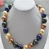 Nouveau collier de perle de la mer noire de 14 mm Golden Blue Black South 18 "