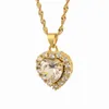 Pendant Necklaces Heart Charm Women Girl Gold Color CZ Stone Necklace Jewelry African Arab Middle East Gifts