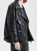 Women s Jackets Fitaylor Autumn Women Faux Soft Leather Loose Coat Turndown Collar Zipper Pu Motorcycle Overcoat Female Rivet Punk 221130