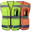 Traffic Vest Reflective Safety Supply Multi Pocket Safety Vest Mesh Breathable Construction Vest Men Hi Vis Workwear Plus Size L-4XL