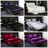 Imitate Ice Silk Bed Sheet Pillowcase Set 3 Pcs/Set Bedspread Pillow Case Solid Color 4 Pcs/Set Mattress Covers Pillows Cover BH8048 TQQ