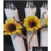 Altri accessori per la decorazione della tavola Singolo girasole Ornamenti per la tavola Torta Arti e mestieri Decor Simation Flower Wedding Celebra Dhgarden Dht6Q