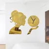 Relógios de parede 3d DIY acrílico relógio Tecnologia de moda espelho adesivos garotas