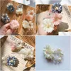 H￥rgummiband mode 3D Flower Women Hair Scrunchies Sweet Girls Hairbands Accessories for Designer Bands Drop Leverans smycken Dhhwu