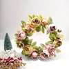 Dekorativa blommor Juldörr Knocker Artificial Peony Wreath Simulation Silk Tyg Flower Home Festival Wedding Rattan Ring DIY