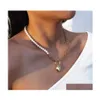 Colares pendentes Moda Moda Camada Cara de Cara de Liga da Liga da Pearl Chain Clavicle para Mulheres Valentins Presente Love Pingente Drop Del Dh39a