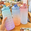 Tumblers Tumblers Water Bottle 2 Liter Large Capacity Motivational With Time Marker Fitness Workout Plastic Cups Outdoor Gym Dhgarden Dhfwz