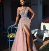 Elegant Off Shoulder Long Prom Dresses Full Beaded For Arabic Women Sexy Front Split Formal Evening Pageant Gowns Robe De BC13141
