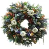 Flores decorativas abóboras brancas ranunculus wreath da porta da frente pendurado ornamento de ação de graças decoração de caça home Ali88