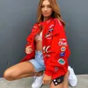 Giacche da donna Giacca stampata oversize tuta da corsa gotica femminile hip hop street style Y2K bomber oversize uniforme da baseball top 221130