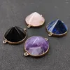 Pendant Necklaces FYJS Unique Light Yellow Gold Color Amethysts Stone Round Pyramiad Black Agates For Gift Jewelry