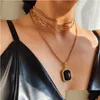 Pendant Necklaces Gold Chain Fashion Gothic Collares Bijoux Femme Statement Necklace Women Aesthetic Colar Mujer Golden Wedding Acce Dh8Oo