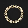 Anklets 10inch Anklet Chunky Metal Chain For Women Men Rhinestone Gold Color Cuban Foot Bracelet Punk Hip Hop Rock Jewelry