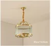 Lampes suspendues Lustre en cuivre D40cm H43cm lustres LED forgés luminaires lampe suspendue moderne avec abat-jour en verre pour salon