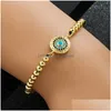 Charm Bracelets Fashion Jewelry Copper Gold Plated Zircon Glaze Evil Eye Bracelet Blue Eyes Adjustable Hand Rope Bracelets Drop Deliv Dhd9S