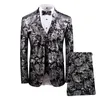 Męskie garnitury Blazers Gold Printed 3 -częściowy garnitur smokingowy Men Brand Slim Fit Sukienka weselna Terno Masculino Prom Costume Homme 221130