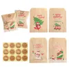 Gift Wrap 24sets Christmas Kraft Paper Bags Santa Claus Snowman Holiday Xmas Party Favor Bag Candy Cookie Pouch Present Wrapping Supplies 221201