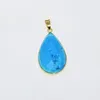 Pendant Necklaces Large Blue Howlite Stone Charm For Women 2022 Jewelry Making Gold Point Gem Turquoises Necklace Big Face Polish As Gifts