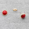 Stud Earrings Ladies' Red Round Drop Oil With Gold Trim. Simple And Generous