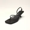 The row shoes French word with sandals leather toe clip square kitten heel back empty summer middle heel3