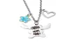 Pendant Necklaces Harong Anime Stitch Necklace Ohana Means Family Cartoon Blue Crystal Heart Jewellery Gifts For Boys Girls6464830