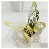 ナプキンリング5色ナプキンホルダーホローアウトデザイン蝶のナプキンリングウェディングブライダルシャワーのためのネプキンスリング