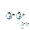 Studörhängen 925 Sterling Silver Synthetic Glaze Waterdrop Skruv Back Earring For Women Girls Charm Jewellery Accessories