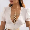 Collares pendientes Bohemian Summer Beach Collar de cadena larga de concha natural para mujer Conch Seashell Simple Tassel Joyería de moda Dro Dhbua