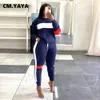 Women's Two Piece Pants CM YAYA Active 2 Pieces Set for Women Fall Winter Fitness Outfit Pullover Sweatshirt Jogger Sporty Street Tracksuit 221130