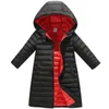 Down Coat Children Winter Tiener verdikte capuchon met caputen katoenen padded Parka Kids Warm Long Jackets Teuder bovenkleding 221130