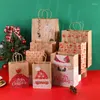 Gift Wrap 21cm Large Chritmas Bags 12 Pieces Kraft Paper Bag For Christmas Snack Clothing Present Box Packaging Xmas 2022