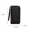 Zipper Rivets long style women designer wallets lady zero phone purses female fashion casual clutchs no419