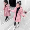 Daunenmantel Kinder Winterjacke für Mädchen mit Kapuze Schneeanzug Baumwolle Kleidung Oberbekleidung Lang Teen Parka Kleidung Mantel 221130