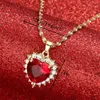 Pendant Necklaces Heart Charm Women Girl Gold Color CZ Stone Necklace Jewelry African Arab Middle East Gifts