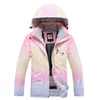 Skiddr￤kter Ski Wear Womens Color Matchande huva tjock varm vattent￤t vindt￤t kvinnlig snowboardjacka Pants Passar 221130