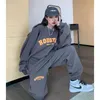 Kvinnors tvåbitar byxor Hip Hop Print Pullover Overized Sweatshirt Set Women Tracksuit Harem Casual Sports Girls Fall Outfits 221130