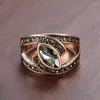 Wedding Rings Men's Personality Bronze Black Moonstone Women Jewelry Elegant Gemstone Ring Size 7-10