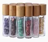 10 ml essentiële oliediffuser heldere glazen rol op parfumflessen met gemalen natuurlijke kristalkwarts stenen kristallen rolbal FY3721 SS1201