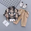 Clothing Sets Autumn Spring Baby Boy Fashion Formal Kid Suits Plaid Shirt Pants 2pac set Children Clothes 1 2 3 4 5 Years 221130