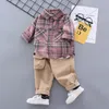 Clothing Sets Autumn Spring Baby Boy Fashion Formal Kid Suits Plaid Shirt Pants 2pac set Children Clothes 1 2 3 4 5 Years 221130