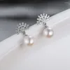 Dangle Earrings Fine Jewelry 925 Sterling Silver Drop Drop Luxury Pearl Compring for Women Party Gifts