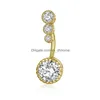 Pierścienie przyciskowe Bell Bell Diamond Dangle Belly Pierścienie guziki przebijanie kryształowy kwiat biżuteria biżuteria pępa