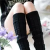 Femmes chaussettes mode guêtres botte manchettes cuisse haute chaud tricoté genou noir cadeaux de noël pour les filles