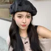 Berets Koreanische Designer Luxus Hut Satin Kappen Für Frauen Herbst Mode Elegante Retro Kürbis Maler Hüte Sombreros De Mujer