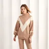 Kadınlar İki Parçalı Pantolon Örgü Terzini Kış Kırış Spor Kıyafetleri 221130 için 2 Eşleşen Setler Bultleneck Sweater Suit