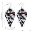 Dangle Chandelier Christmas Waterdrop Leopard Leather Earrings Lattice Heart Pattern Dangle For Women Fashion Jewelry Drop Delivery Dhpyh