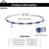 Bracelet Chain Rinntin Women Deluxe Tennis 925 Sterling Silver 2.0mm Blue and Clear Cubic Zirconia 6.5 - 7.5 Inch Jewelry Sb117