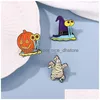 Pins Brooches European And American Halloween Series Alloy Brooch Cartoon Cute Pumpkin Snail Shape Baking Paint Badge Buckle Wholesa Dhnpg