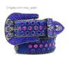 2022 Designer Ceinture Bb Simon Crâne Tête Hommes et Femmes Même Rivet Strass Ceinture En Alliage De Zinc Aiguille Boucle Personnalité Rue Mode Punk